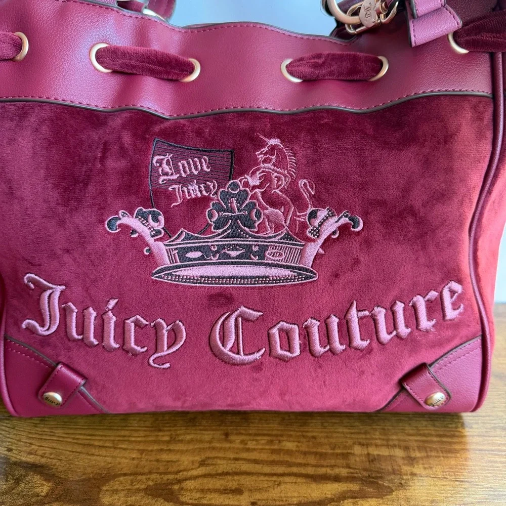 New Juicy Couture Juicy Crown Daydreamer Tote Shoulder Bag Cranberry Red